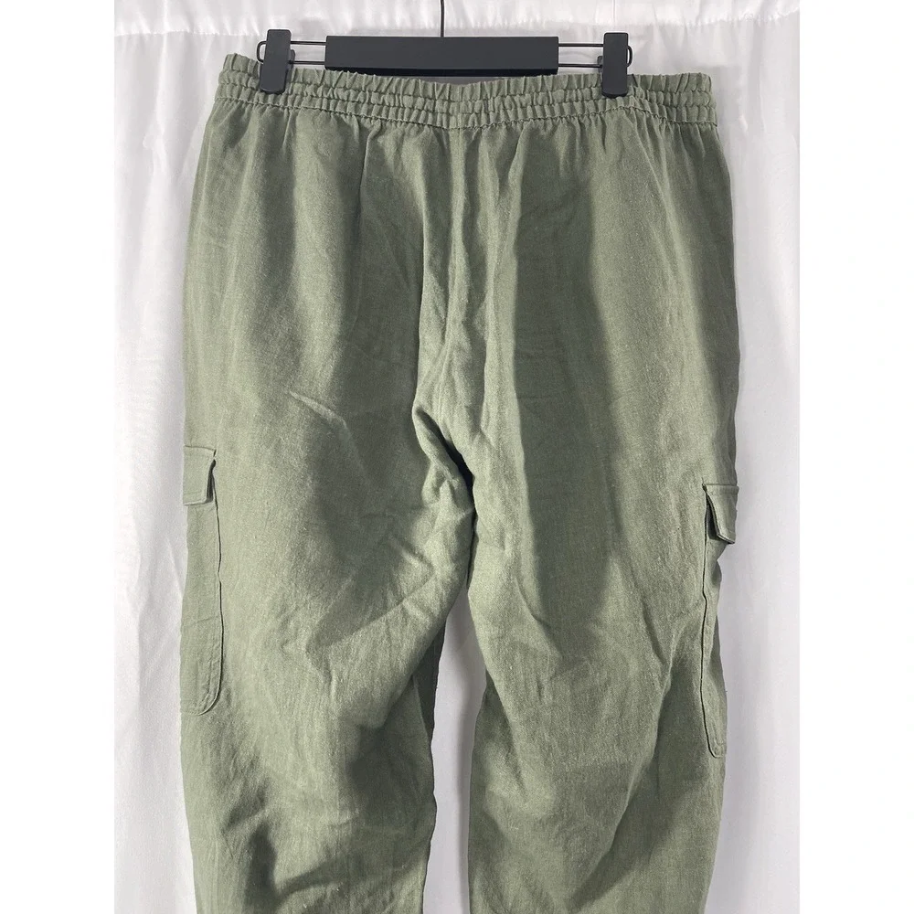 Banana Republic Women's Olive Green Linen Blend Cargo Drawstring Jogger Medium